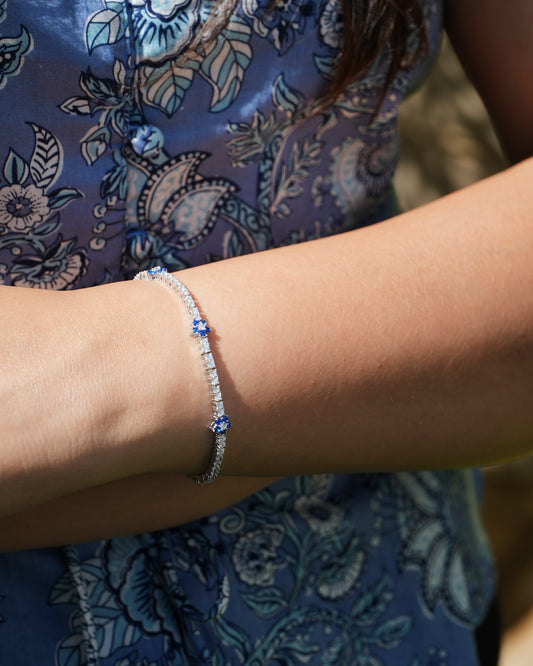Blue Flower Tennis Bracelet