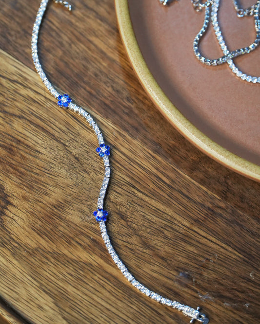 Blue Flower Tennis Bracelet