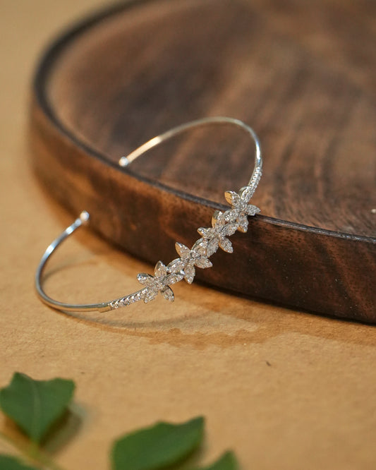 Flower Pattern Open Cuff Bangle/ Kada