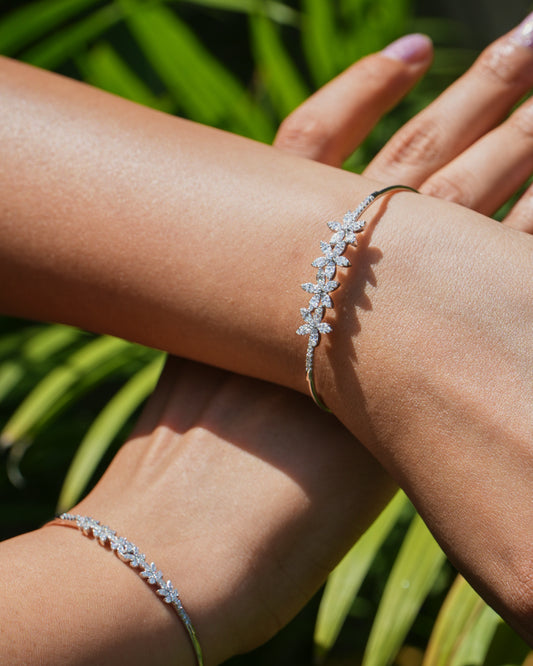 Flower Pattern Open Cuff Bangle/ Kada