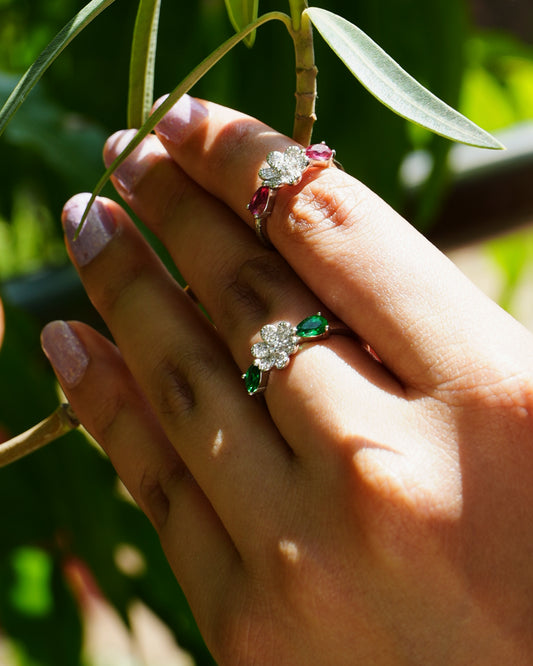 Pear Cut Flower CZ Ring