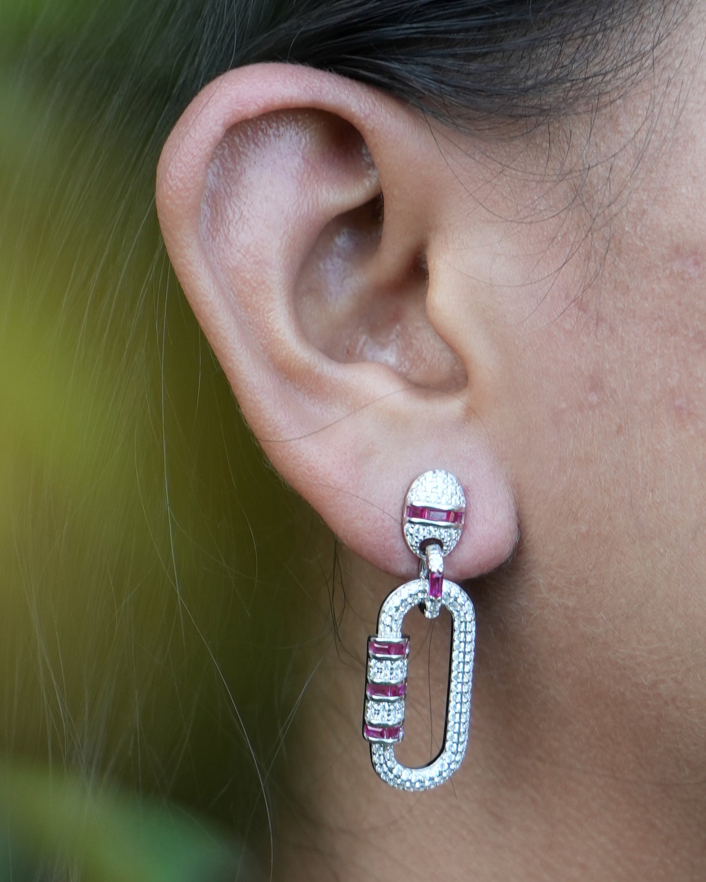 Oval Fancy CZ Drop Earrings