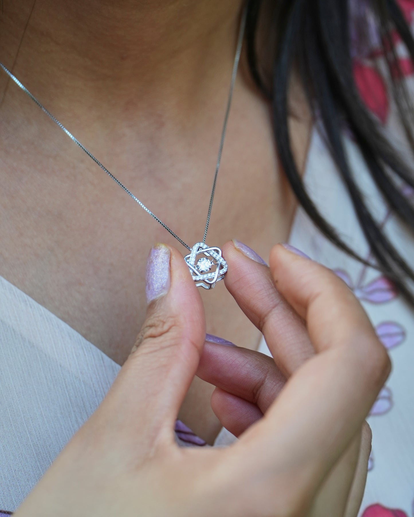 Swirl Motif CZ Chain Pendent Set