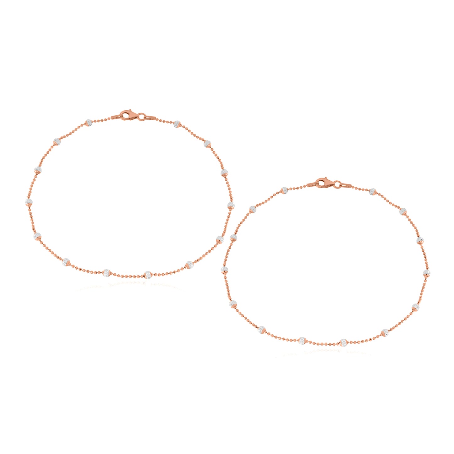 Crescent Rose Silver Beads Anklet