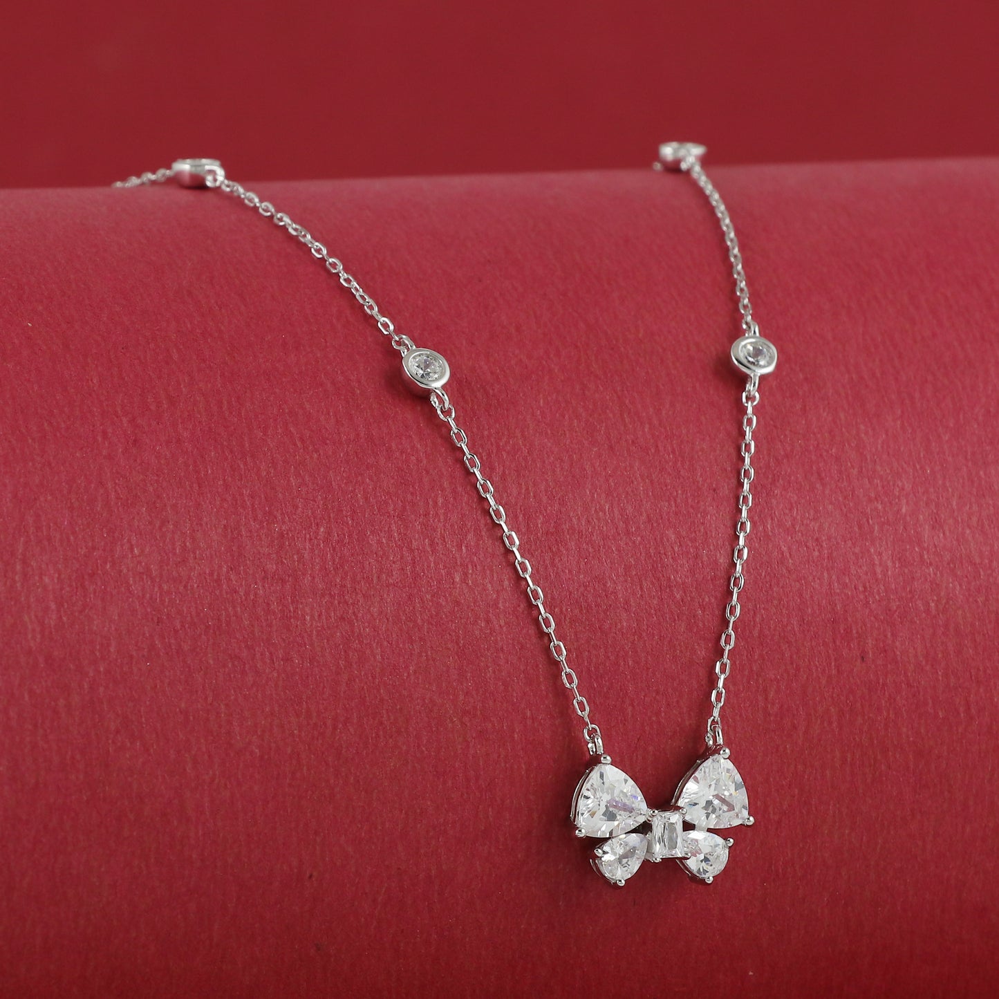 Solitare Butterfly CZ Chain Pendent Set