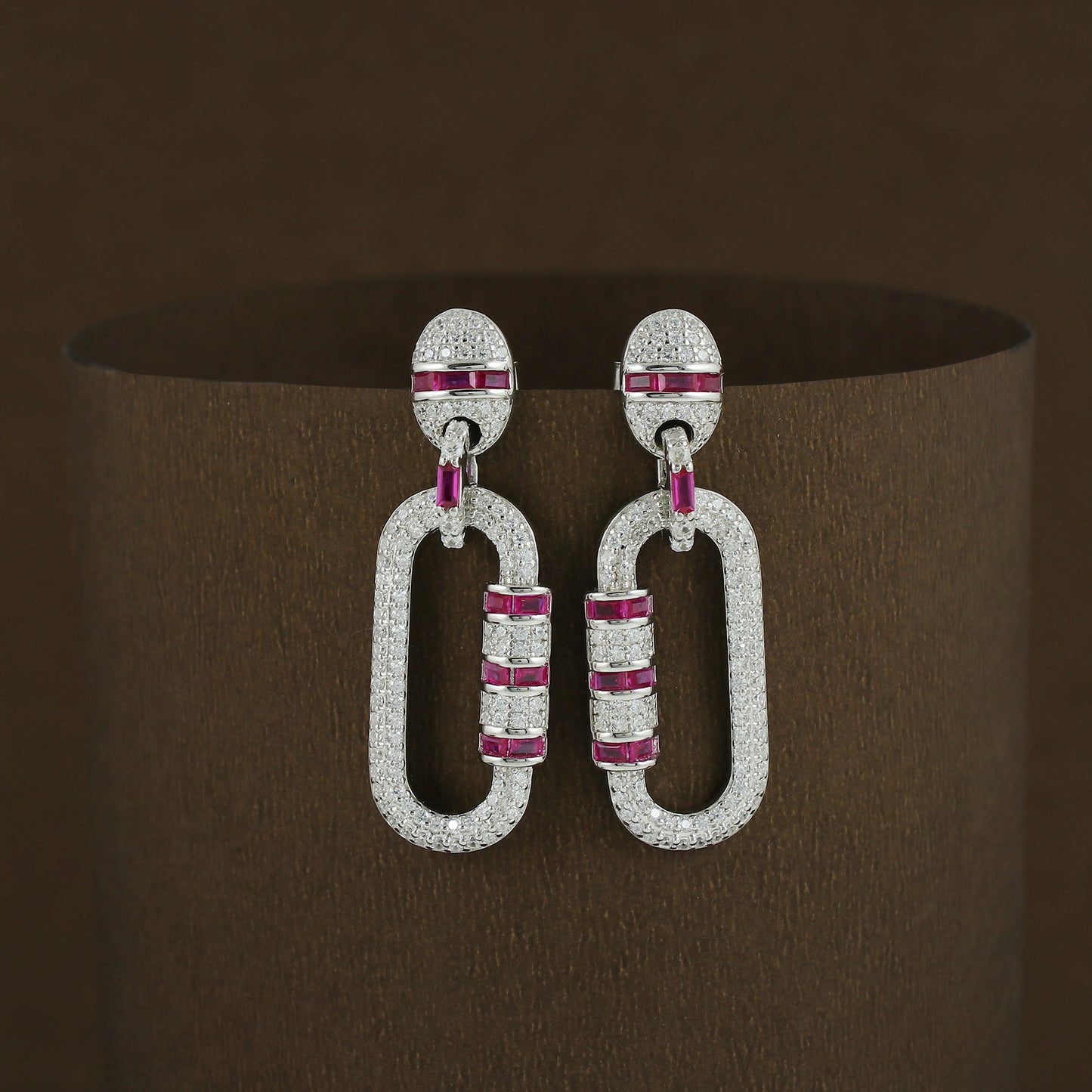 Oval Fancy CZ Drop Earrings