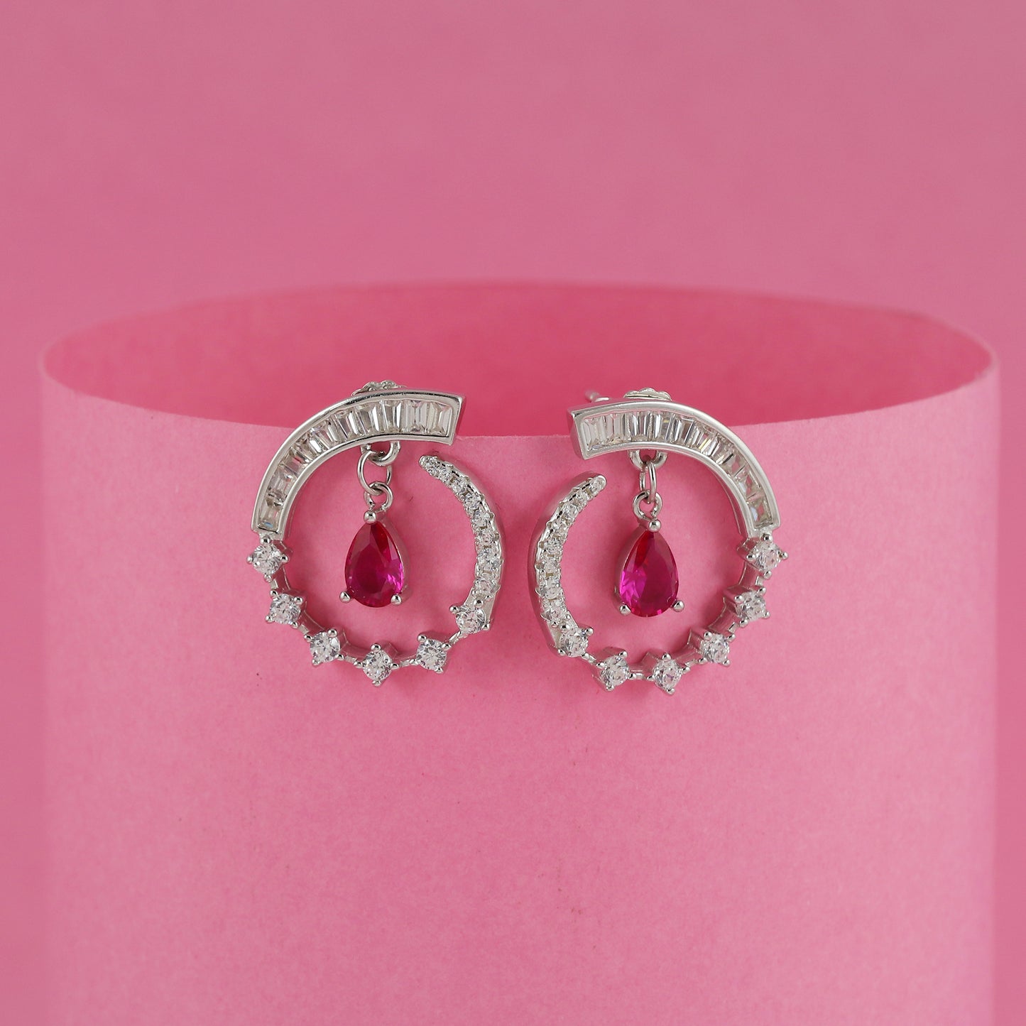 Ring Pattern Hanging Stone Earrings