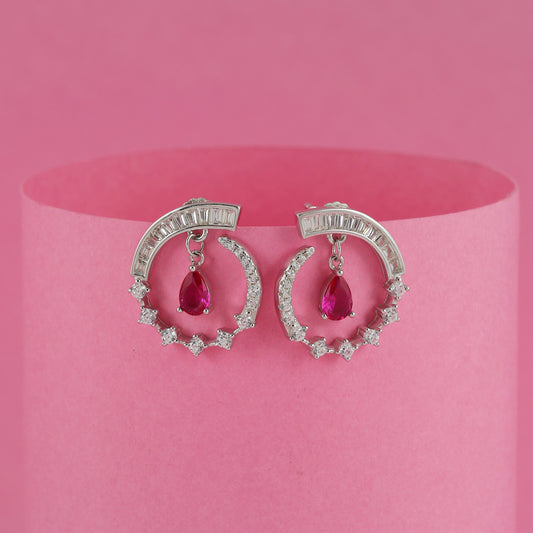 Ring Pattern Hanging Stone Earrings