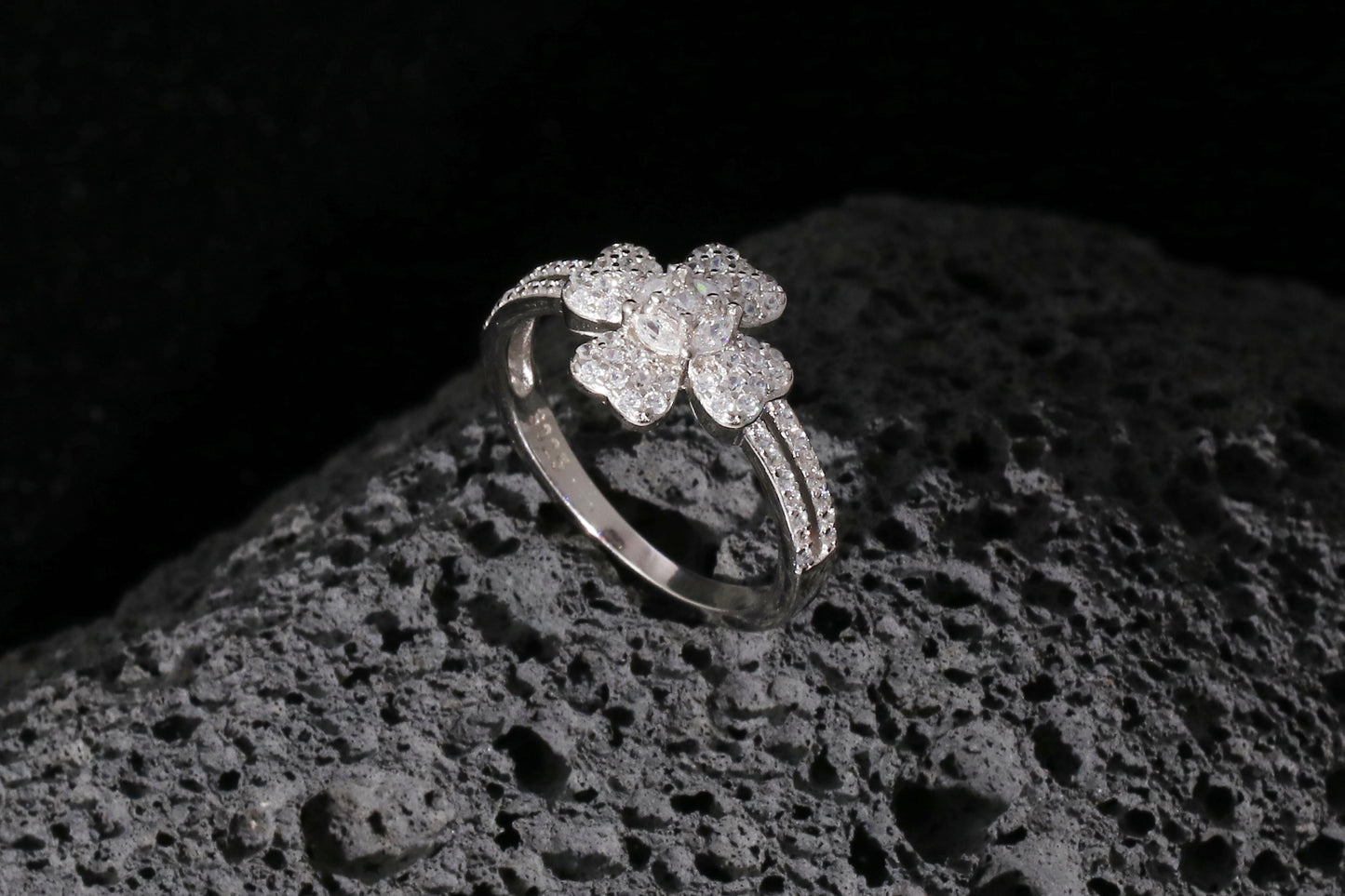 Four-Leaf Clover CZ Ring