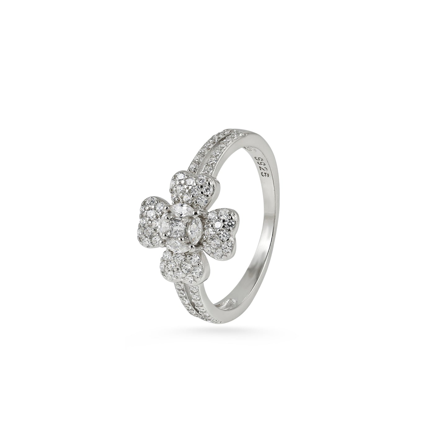 Four-Leaf Clover CZ Ring