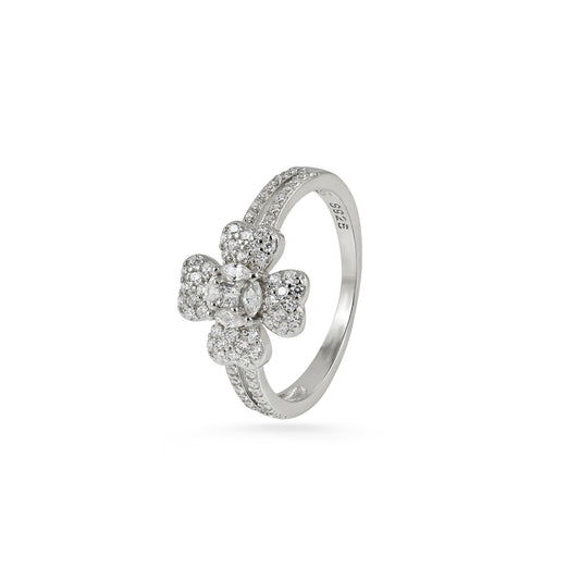 Four-Leaf Clover CZ Ring