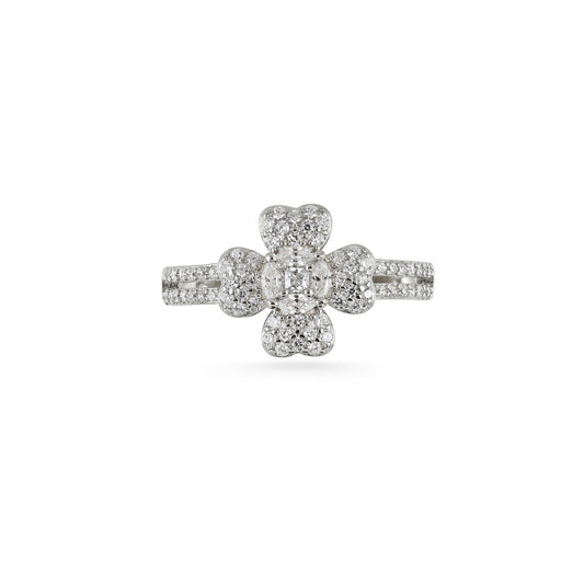 Four-Leaf Clover CZ Ring