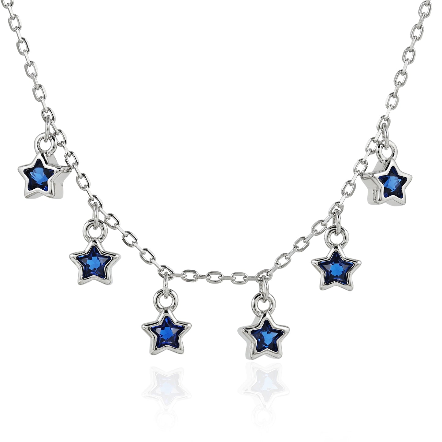 Dainty Blue CZ Star Chain Pendent Set