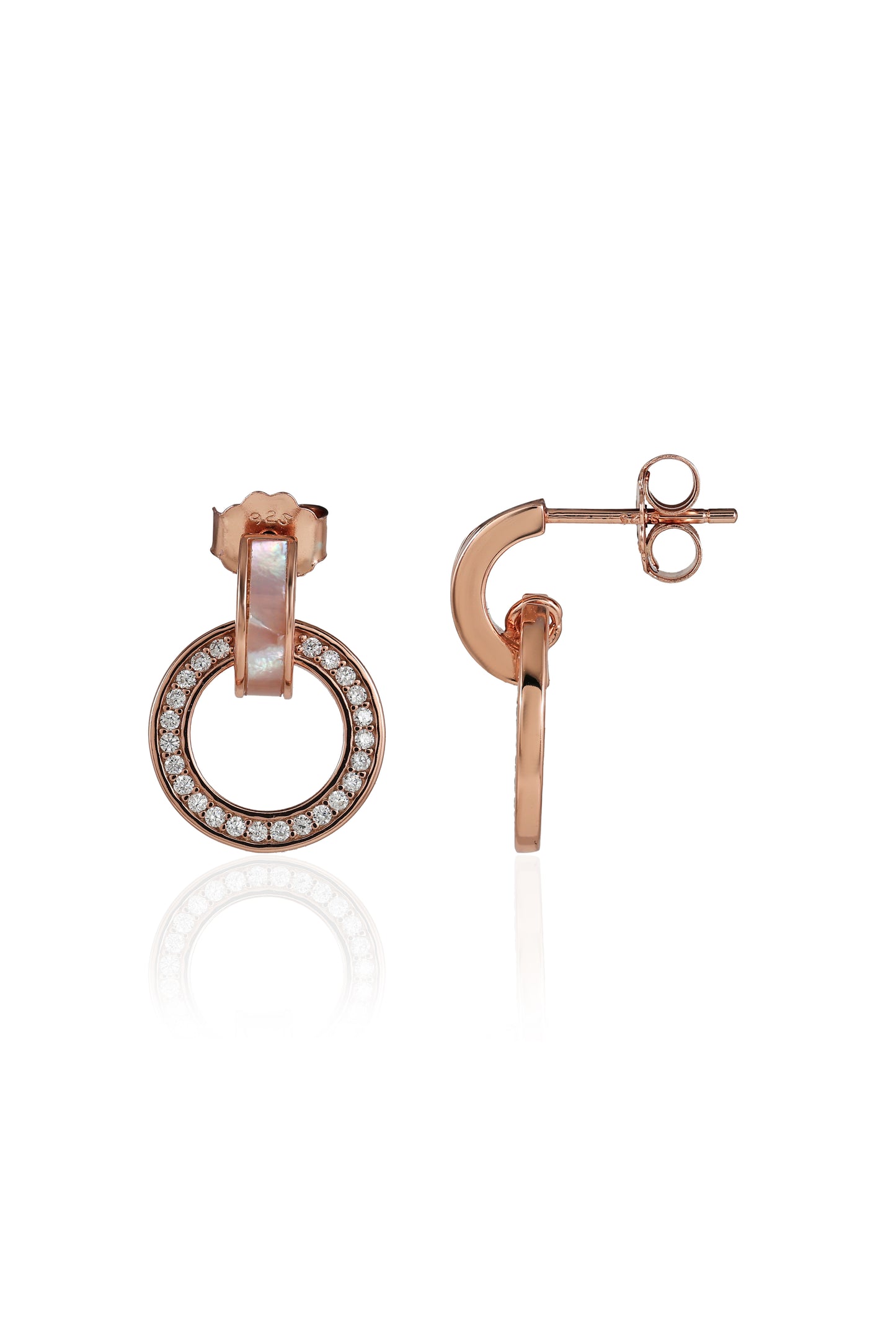 Rose-Gold Plated Mother of Pearls Drop Earrings