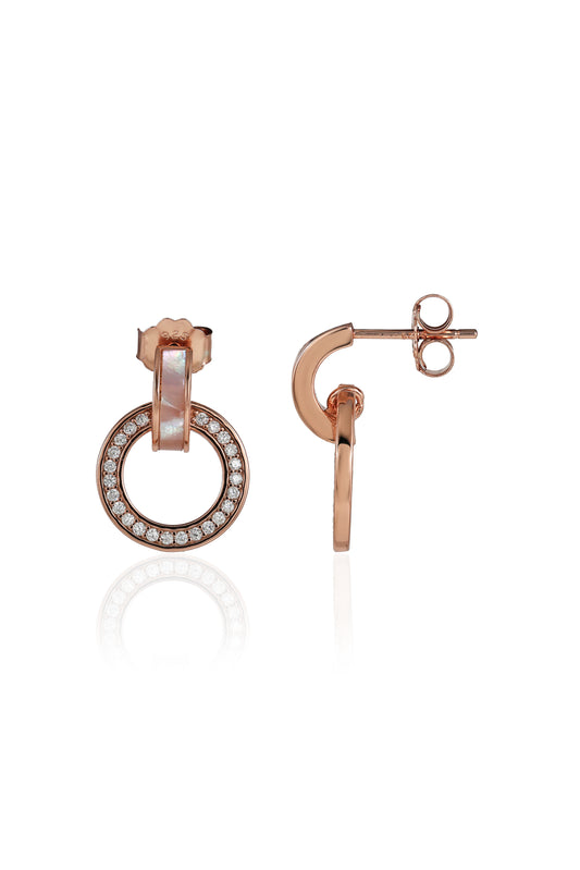 Rose-Gold Plated Mother of Pearls Drop Earrings