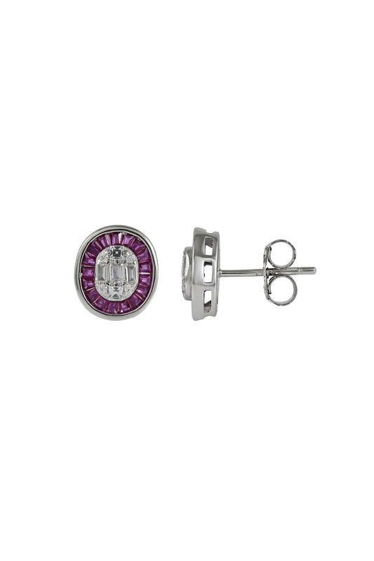 Baguette Cut CZ Diamonds Pendent Set with Earrings
