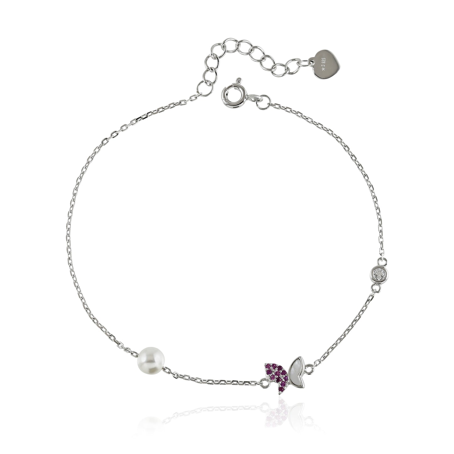 Butterfly Pearl Charm Bracelet