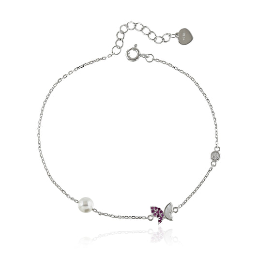 Butterfly Pearl Charm Bracelet