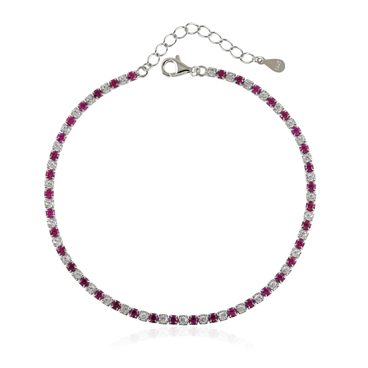 Pink and White CZ Tennis Bracelet