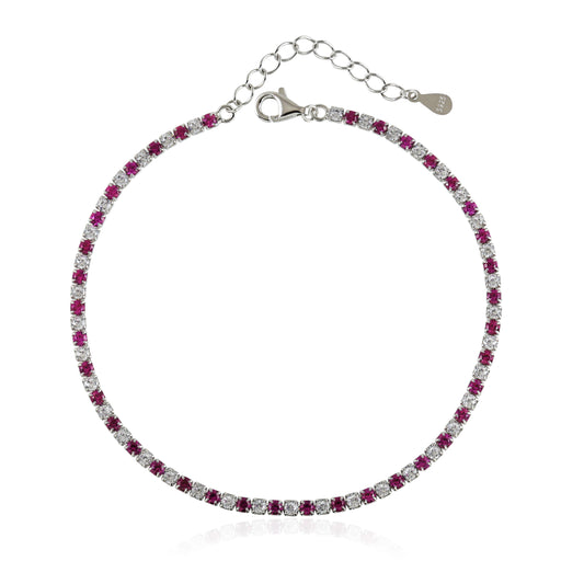 Pink and White CZ Tennis Bracelet