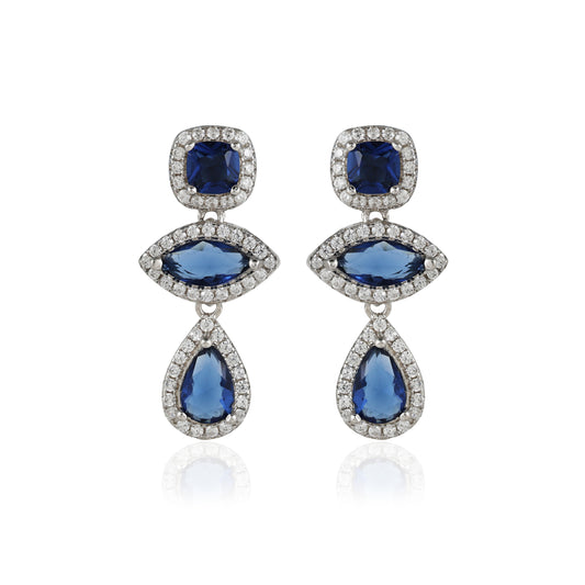 Elegent Blue CZ Drop Earrings