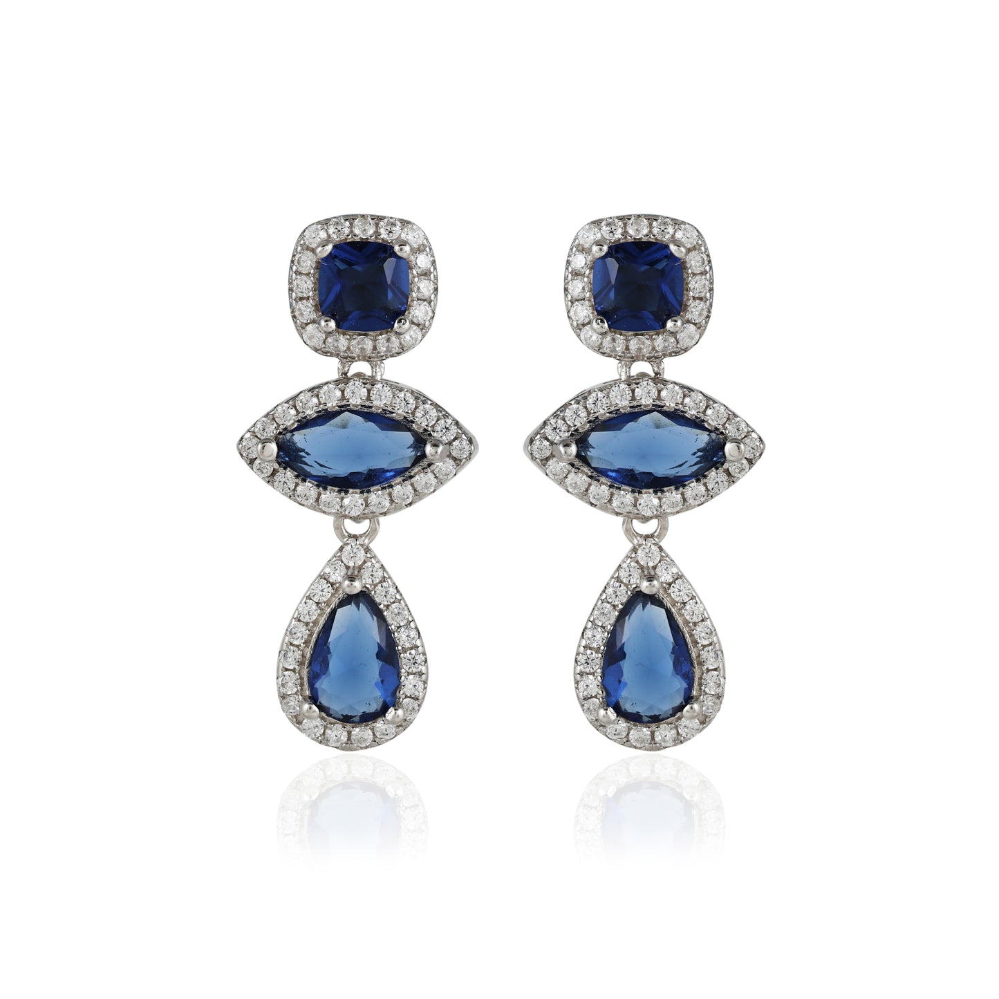 Elegent Blue CZ Drop Earrings