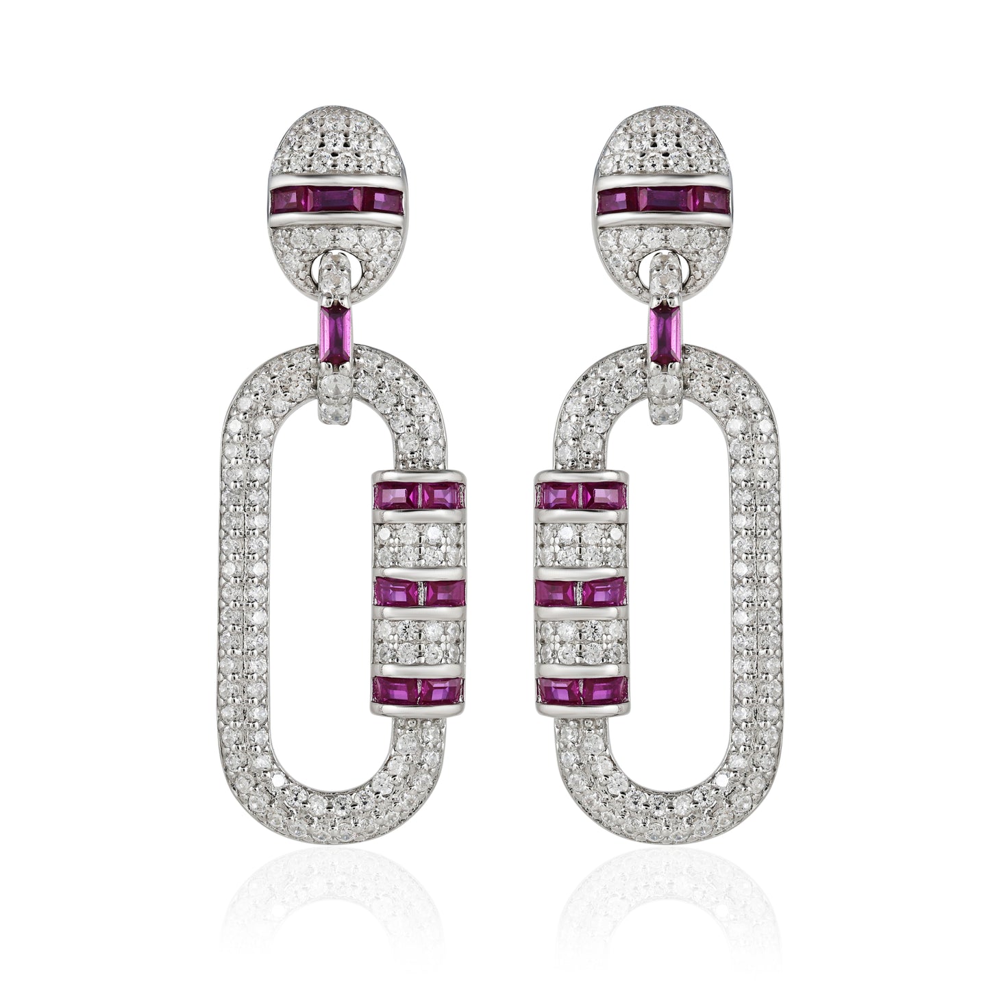 Oval Fancy CZ Drop Earrings