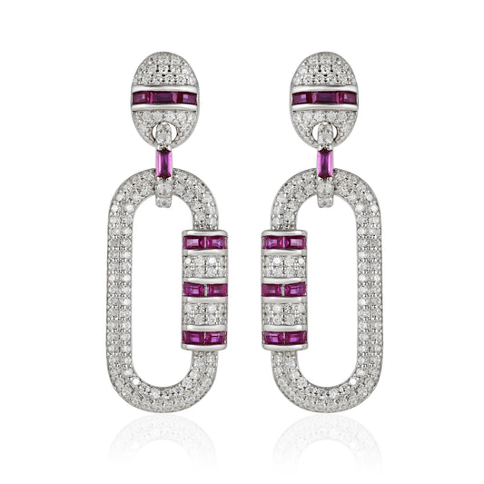 Oval Fancy CZ Drop Earrings