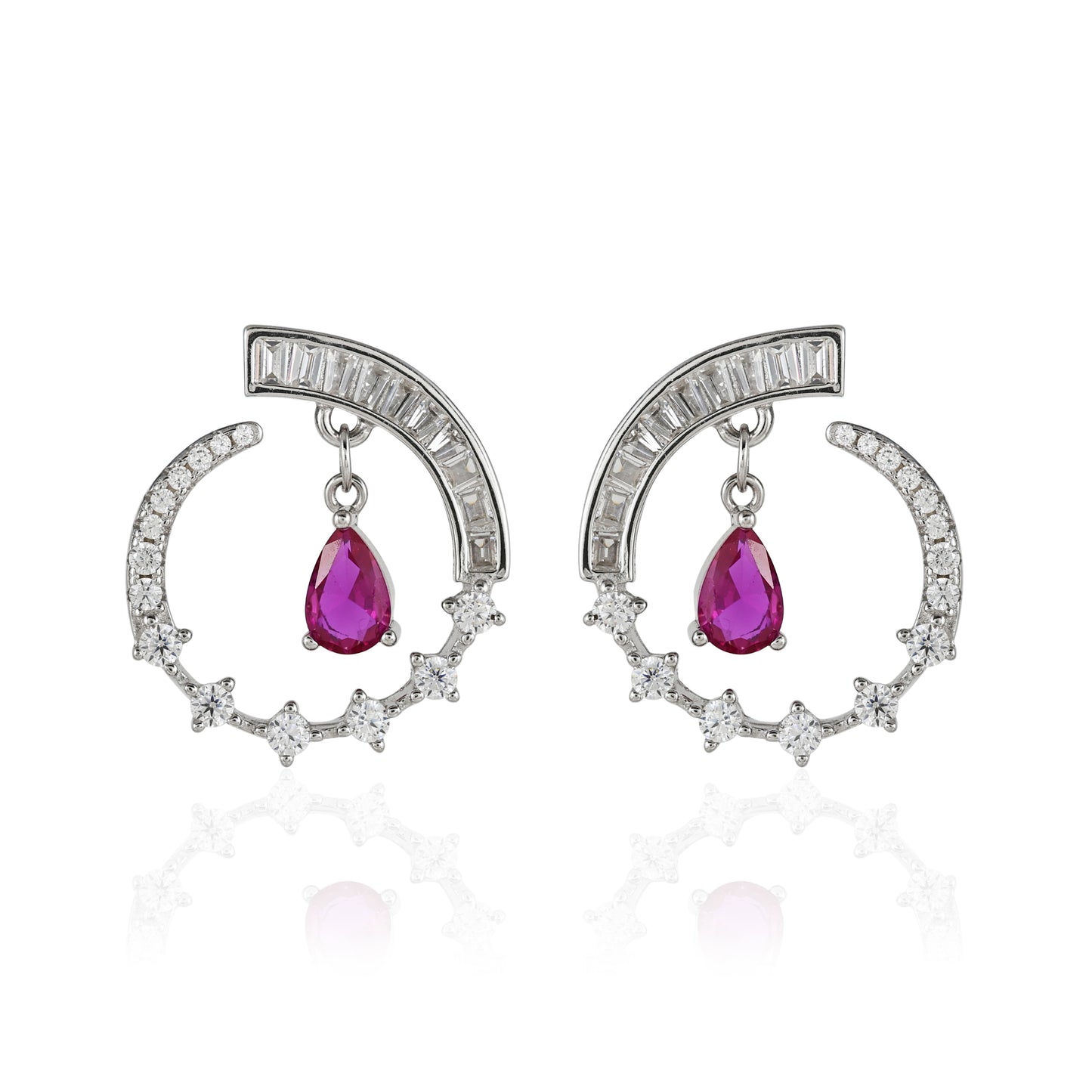 Ring Pattern Hanging Stone Earrings
