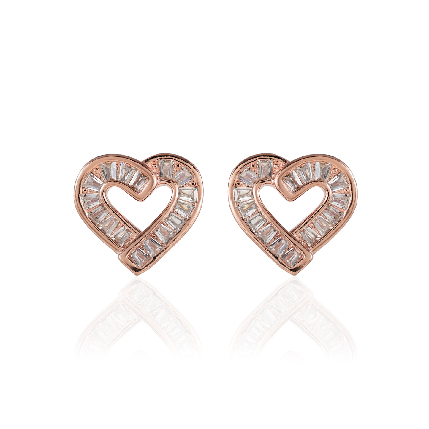 Heart Pattern Rose Gold Stud Earrings