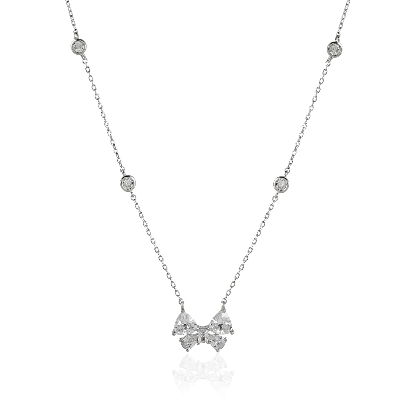Solitare Butterfly CZ Chain Pendent Set
