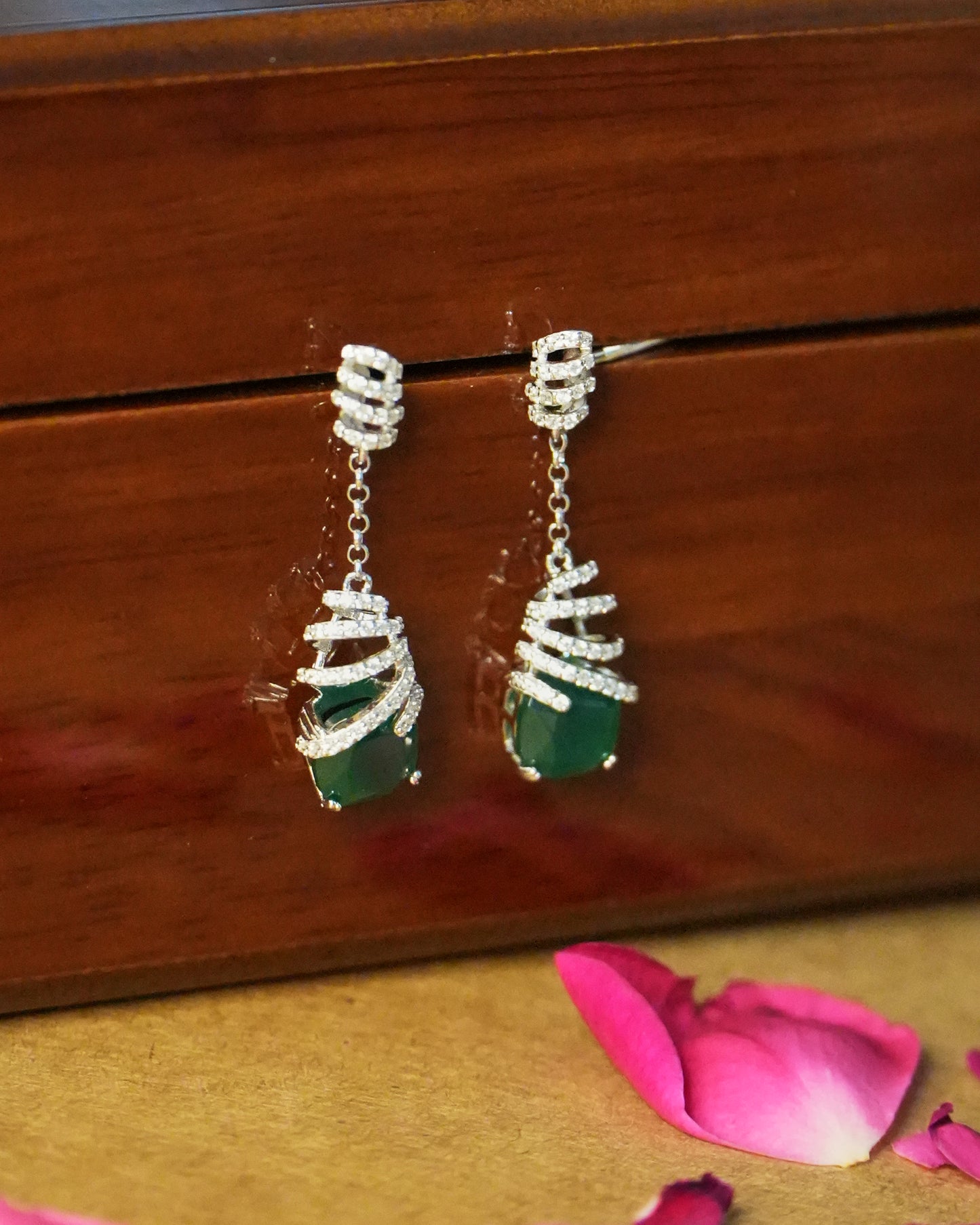 Spiral Silver Drop Earrings