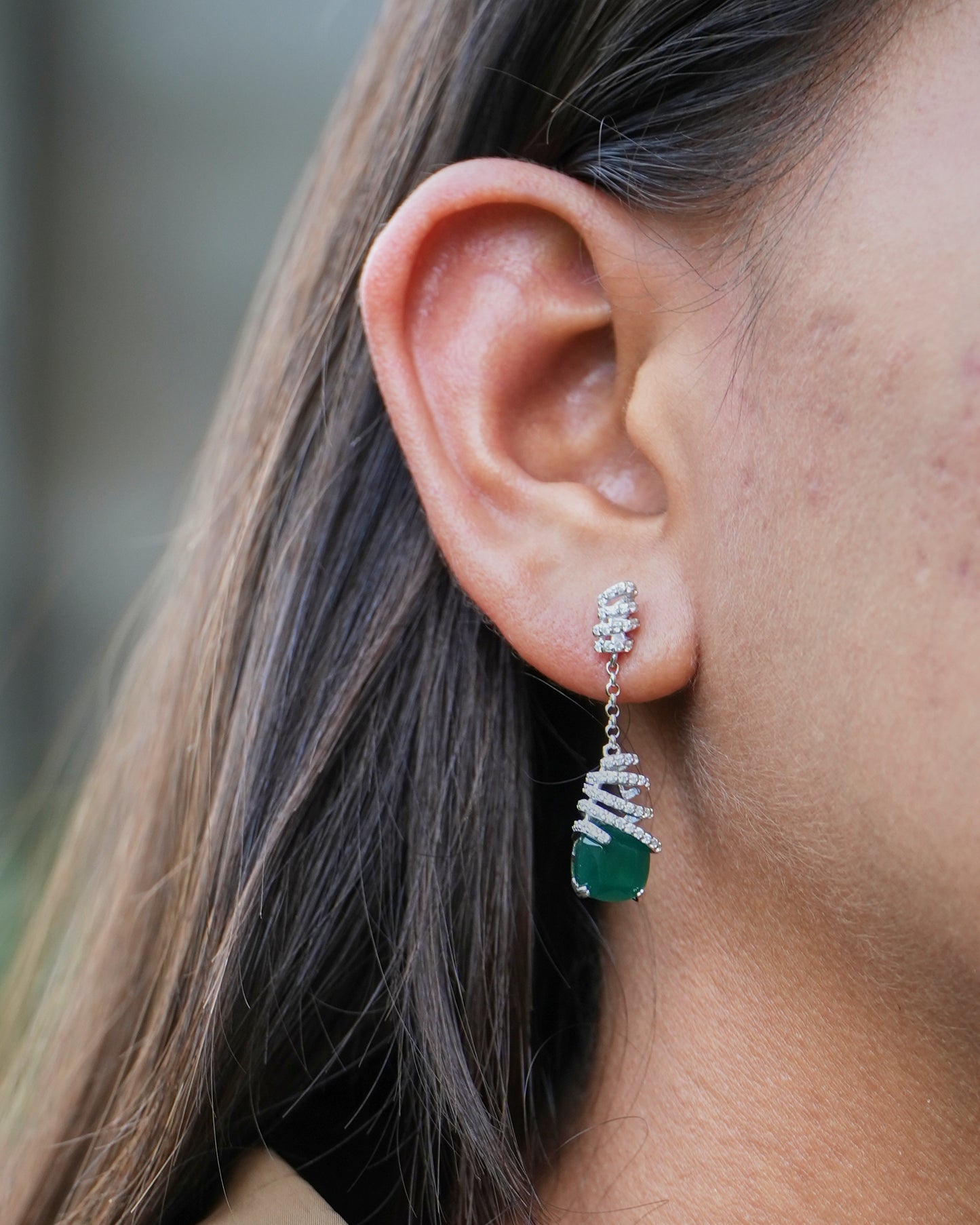 Spiral Silver Drop Earrings