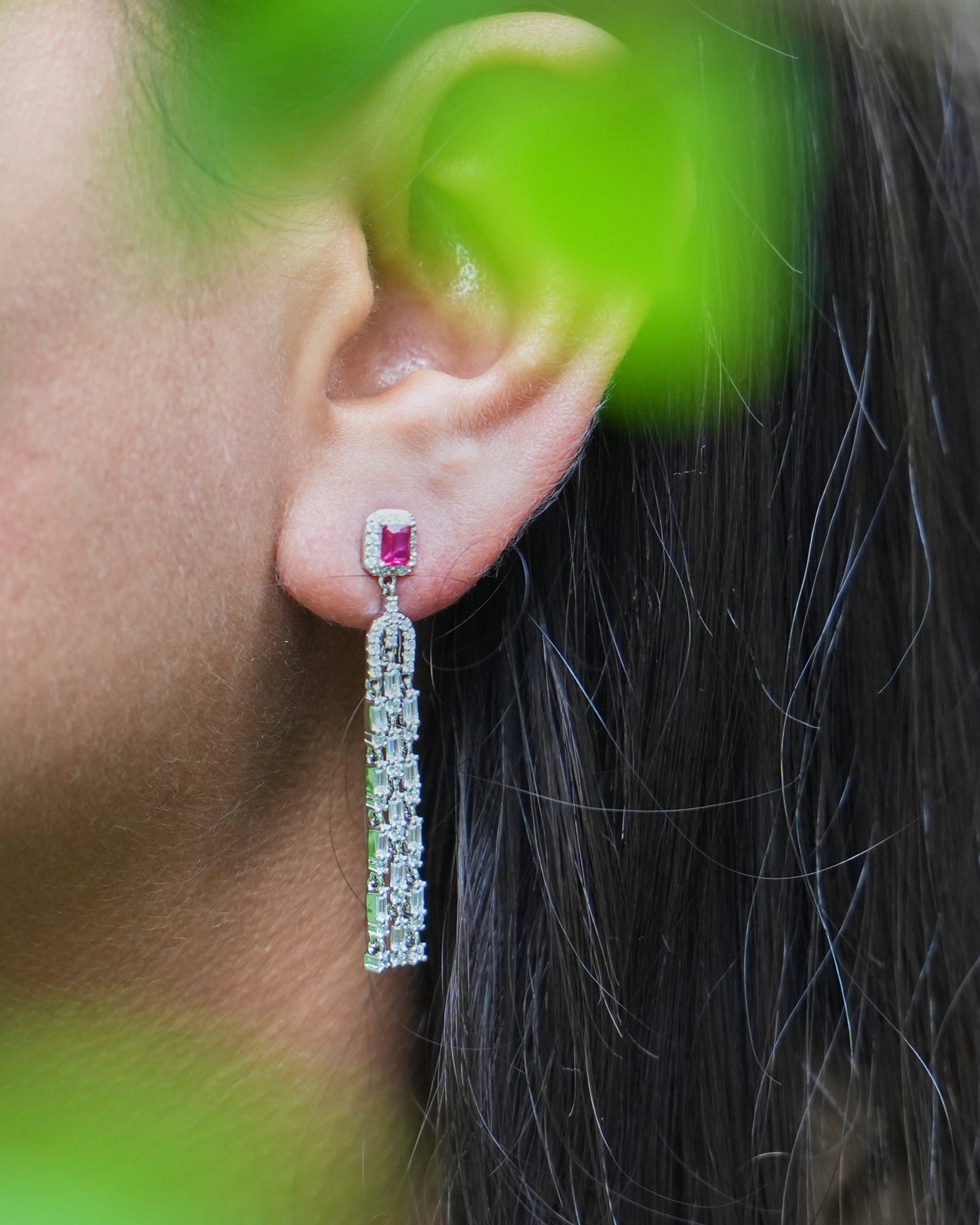 Sleek CZ Dangle Earrings