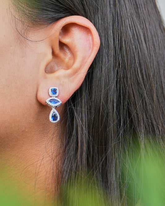 Elegent Blue CZ Drop Earrings