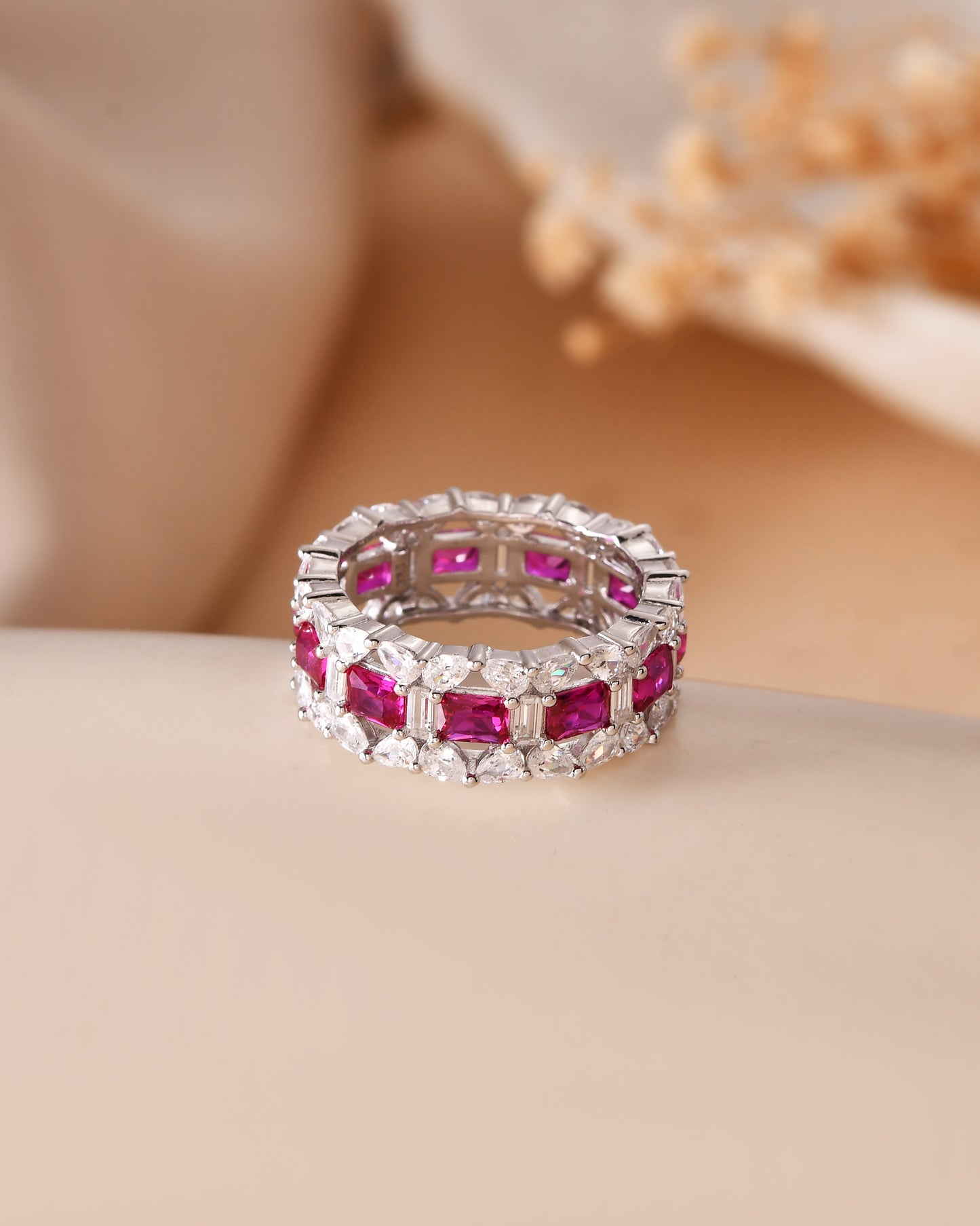 CZ Silver Cocktail Band Ring