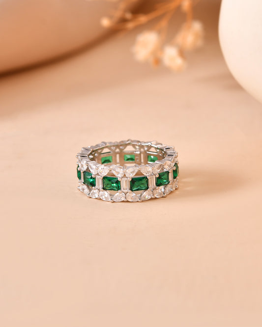 CZ Silver Cocktail Band Ring