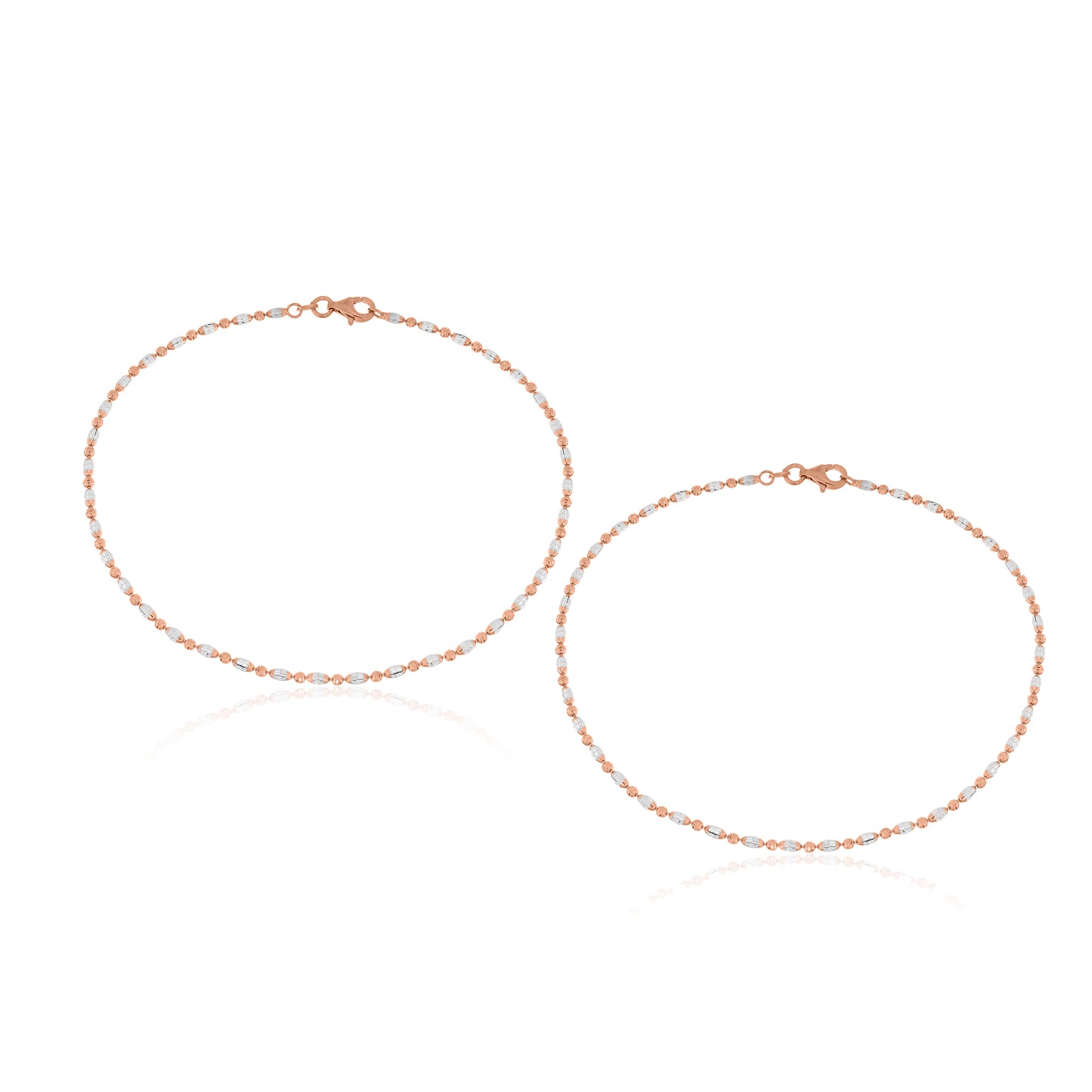 Rose & Silver Bead Chain Anklet