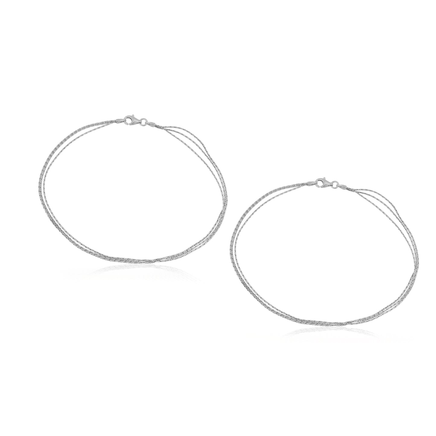 Tri Layered Silver Anklet