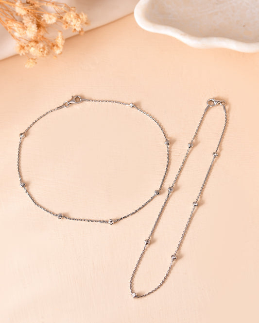 Crescent Silver Chain Anklet