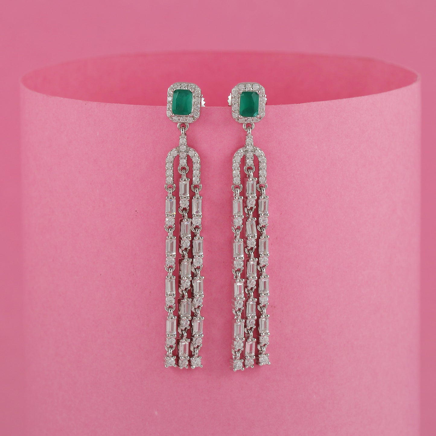Sleek CZ Dangle Earrings