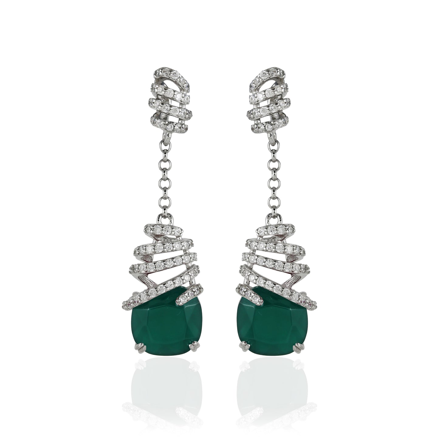 Spiral Silver Drop Earrings