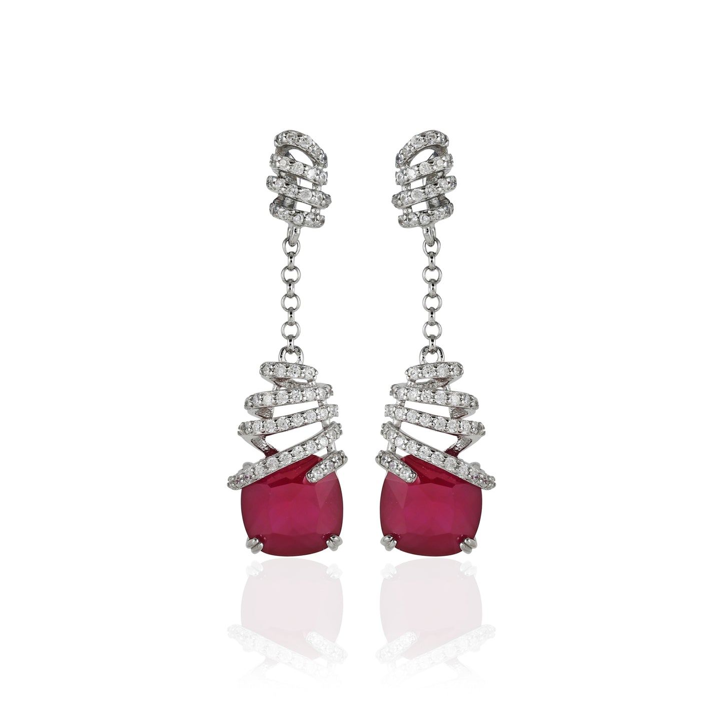 Spiral Silver Drop Earrings