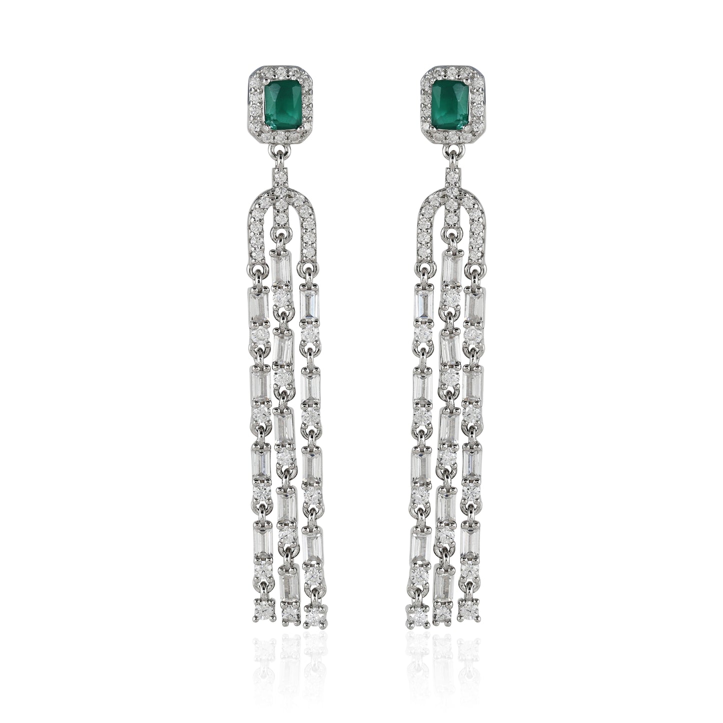 Sleek CZ Dangle Earrings
