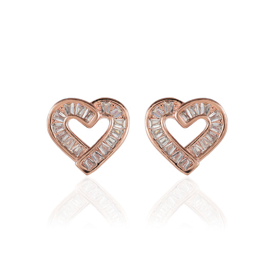 Heart Pattern Rose Gold Stud Earrings