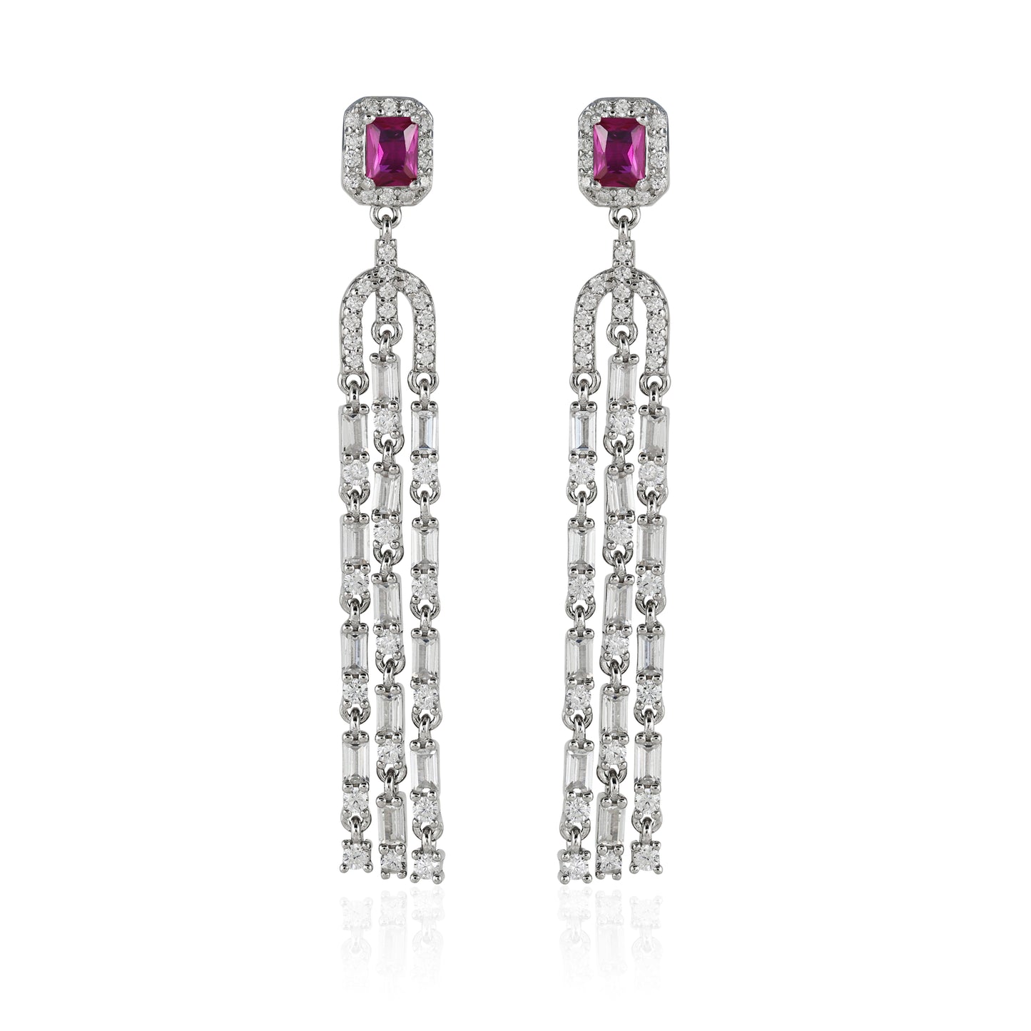 Sleek CZ Dangle Earrings